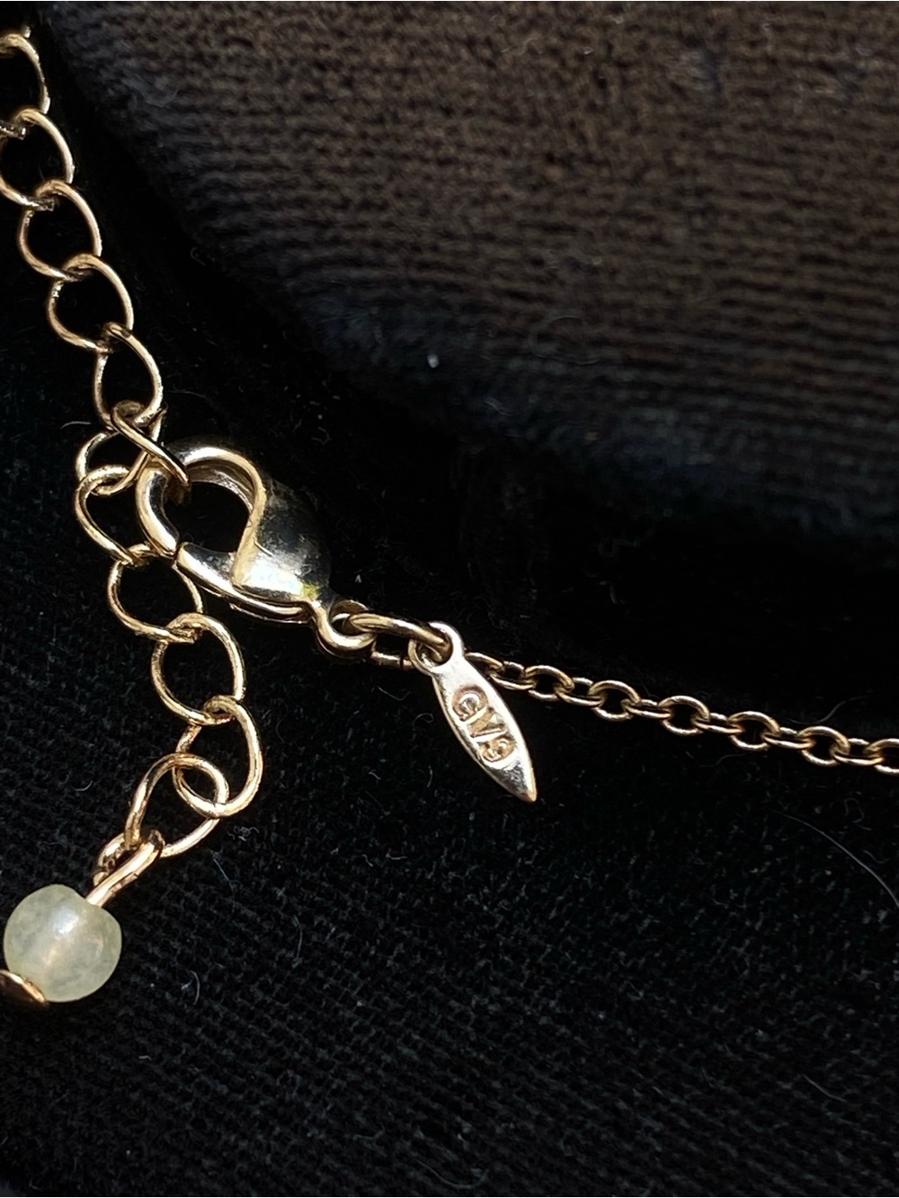 Gold Cross Pendant Necklace with Clear Stones Signed GV9 - Picture 5 of 13